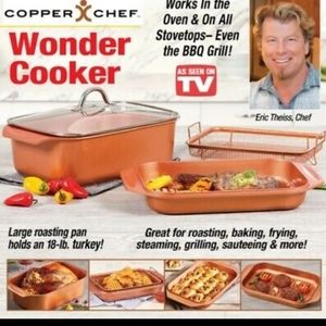 Copper chef roaster set